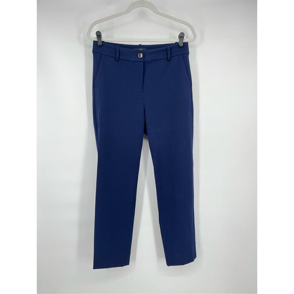 NEW J. Crew Tailored Classic Flat Front Ankle Length Trouser Pants Navy Size 6